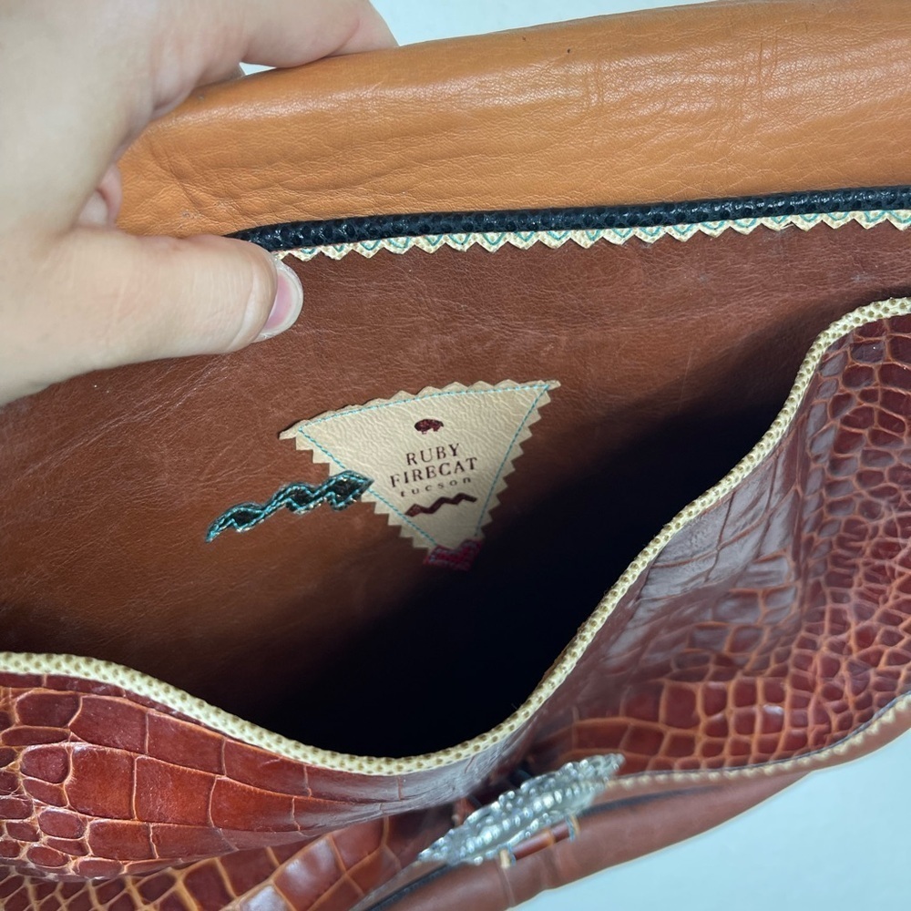 Ruby Firecat Bag Leather Saddle Purse with Silver Buckle - Picture 6 of 11
